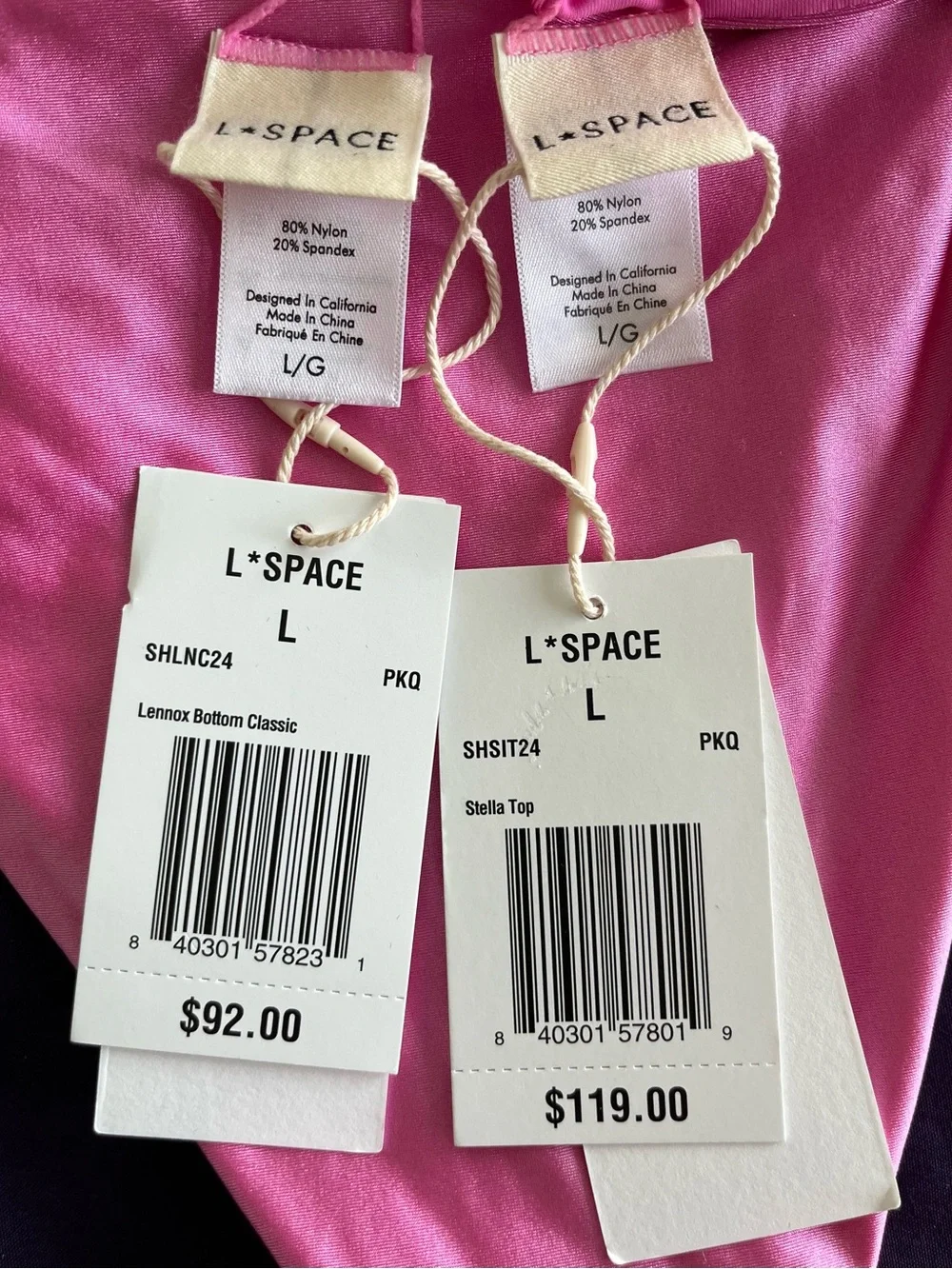 L*Space Bikini Set Stella Top & Lennox Bottom Large Pink Barbiecore Resortwear
